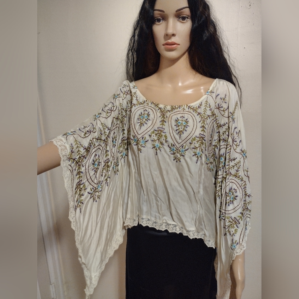 Free People Silky Peasant Top, Size L